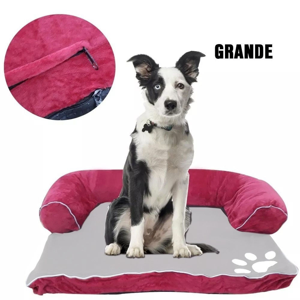 Cama Sofá Para Perro Talla Grande Roja Gris 771314