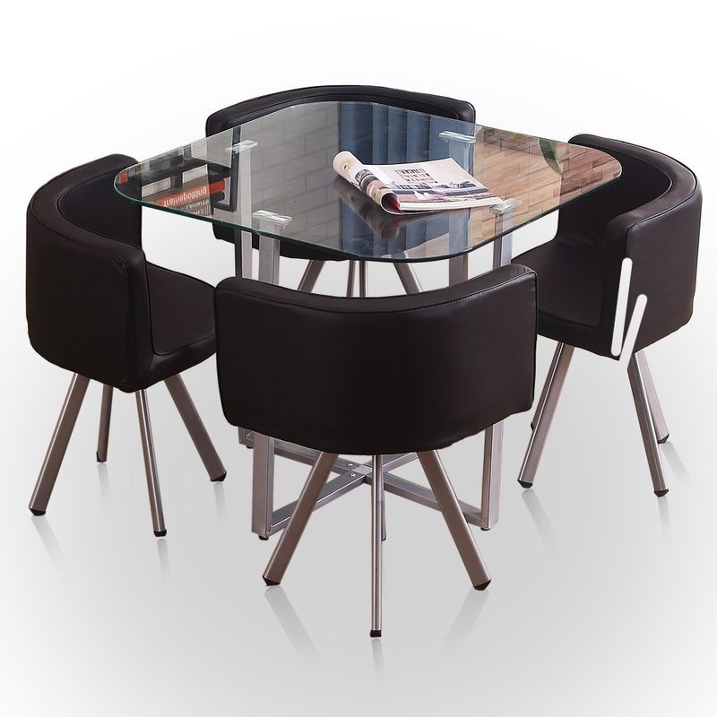 Juego-Comedor-Mesa-Vidrio-Cuadrado-4-Sillas-Negro-bt005- - Fernapet | Un  Mundo de Descuento