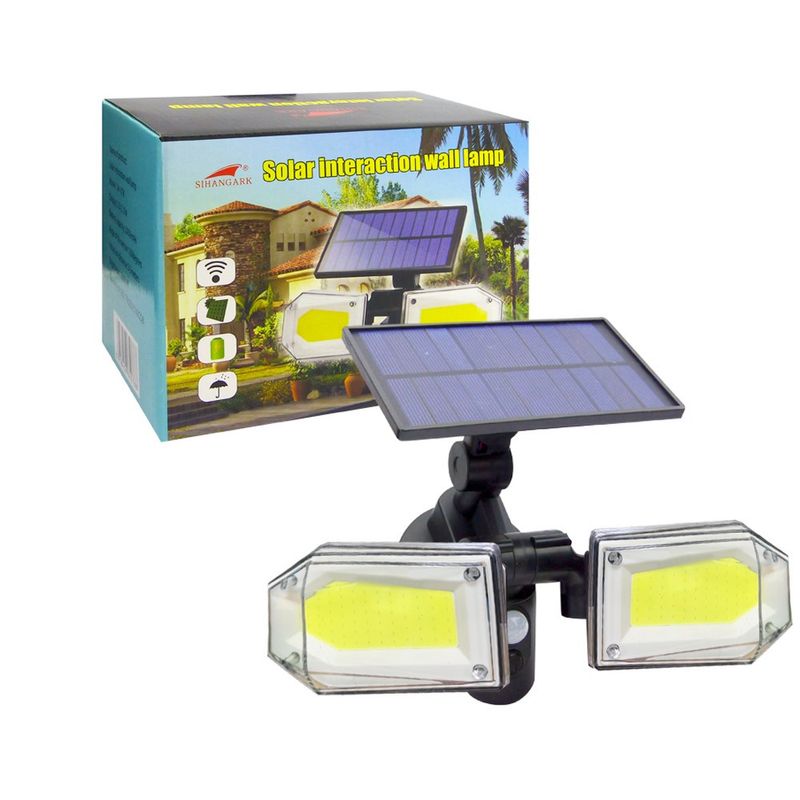 FOCO LED PROYECTOR 20W CON PANEL SOLAR Y SENSOR DE MOVIMIENTO