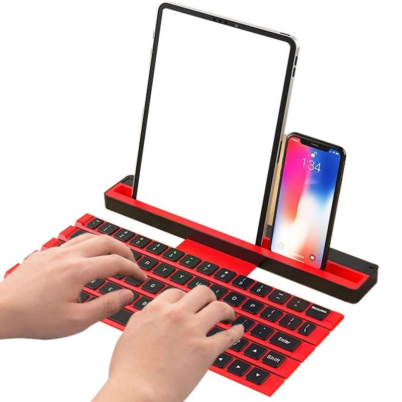 Teclado Inalámbrico Bluetooth Plegable Soporte Tablet Celular