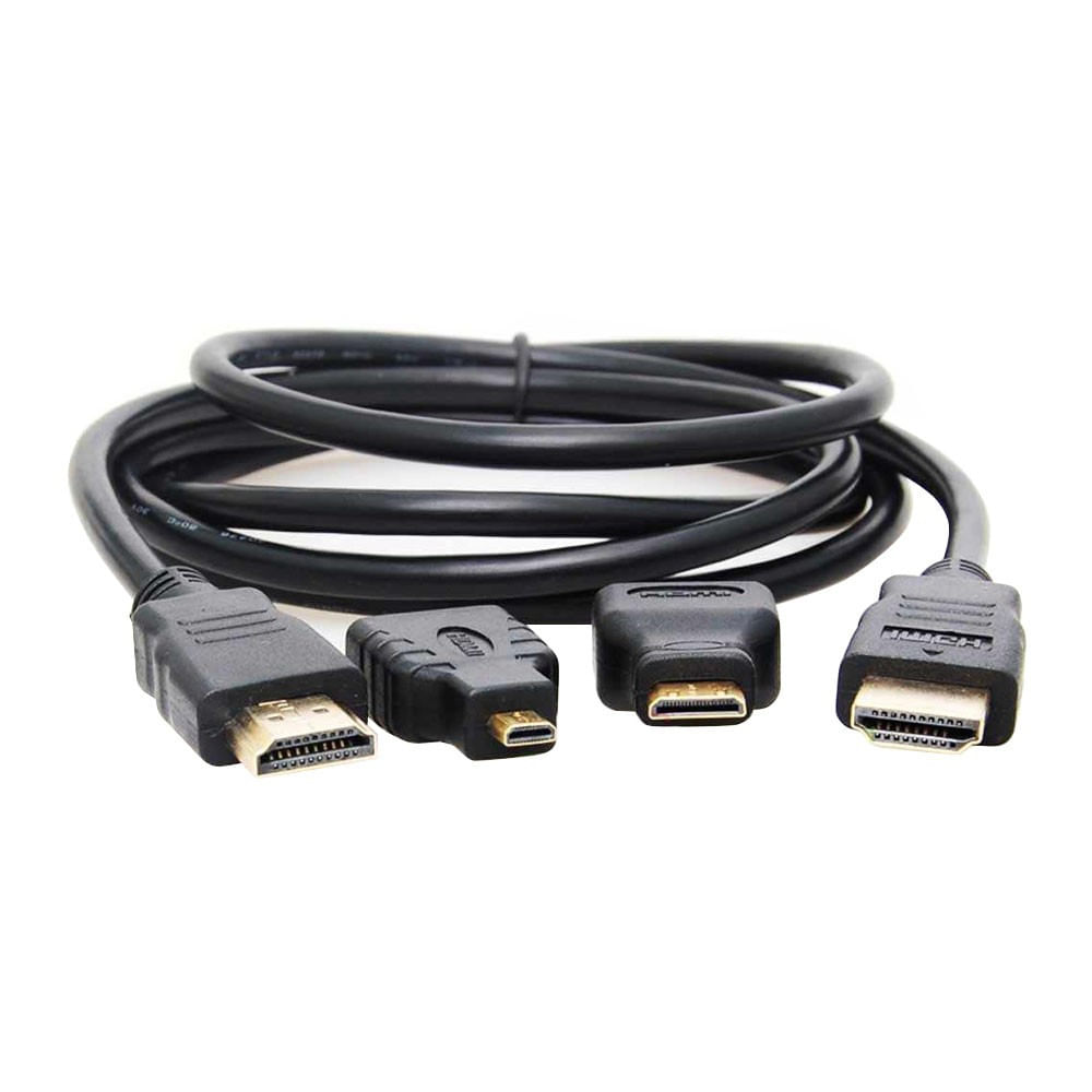 Cable HDMI 3 en 1 con Adaptador Mini y Micro HDMI 1.5 Metros
