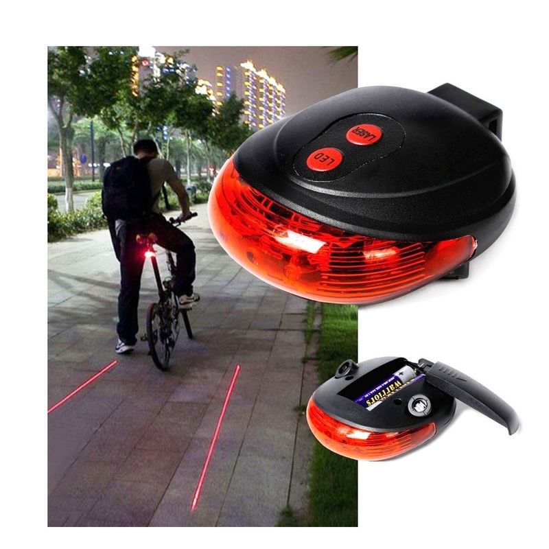 Luz De Seguridad Bicicleta Con Laser Y Luz Led 69733