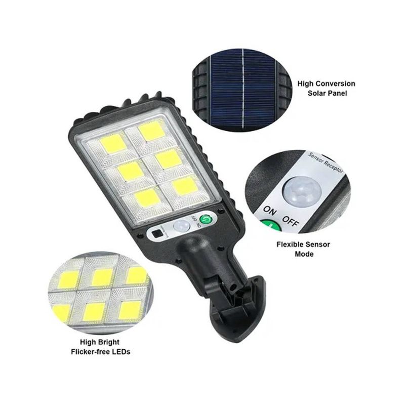 FOCO EXTERIOR SOLAR LUZ LED LAMPARA 30W CON SENSOR DIA NOCHE HOGAR