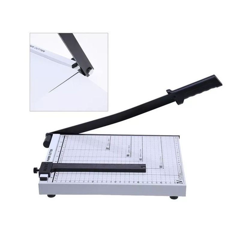 Guillotina para cortar papel, tabla de cortar de papel de 12 pulgadas,  capacidad de 12 hojas, base de metal resistente, barras guía de papel  duales