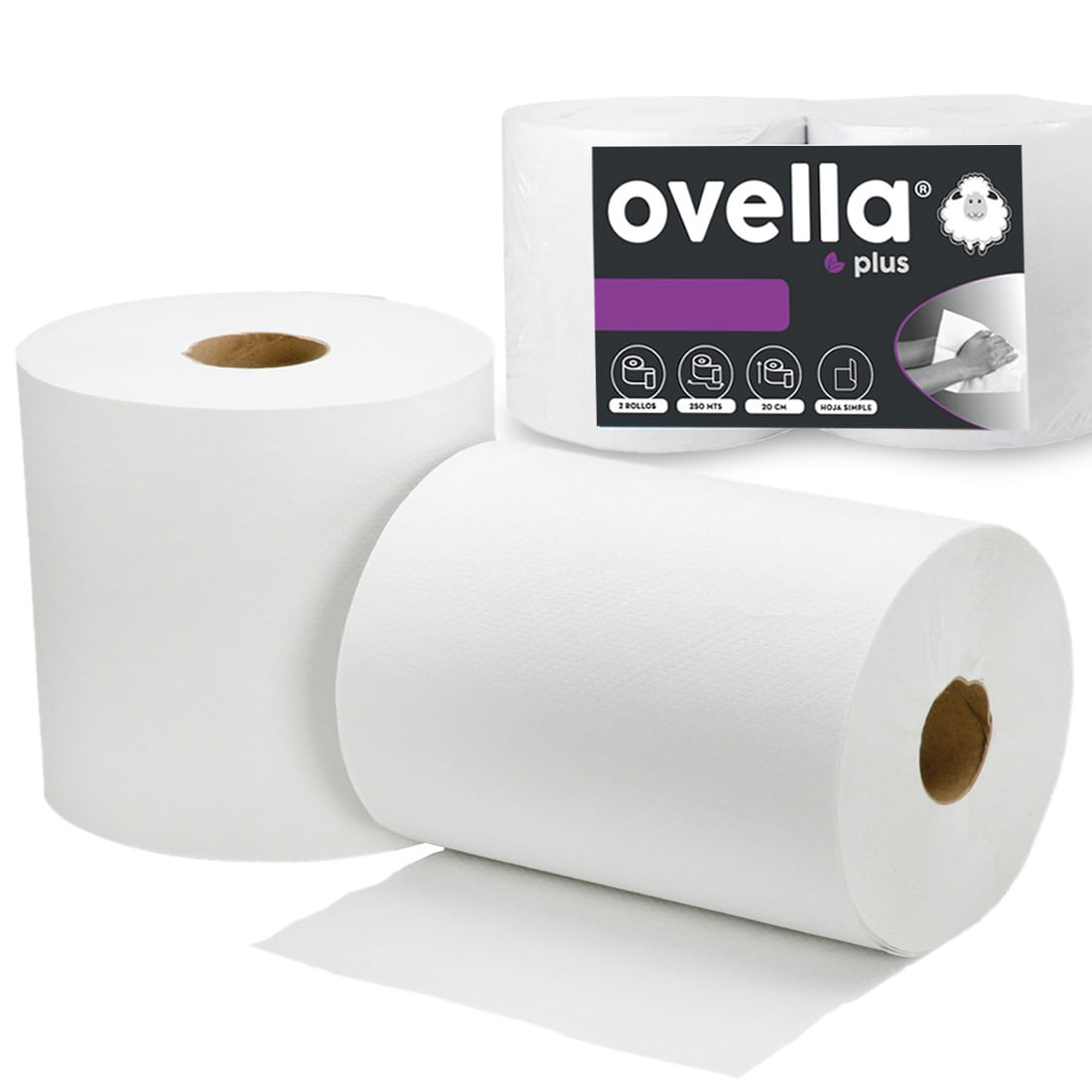 Set 2 Toallas Papel Jumbo 250mts Ovella Plus