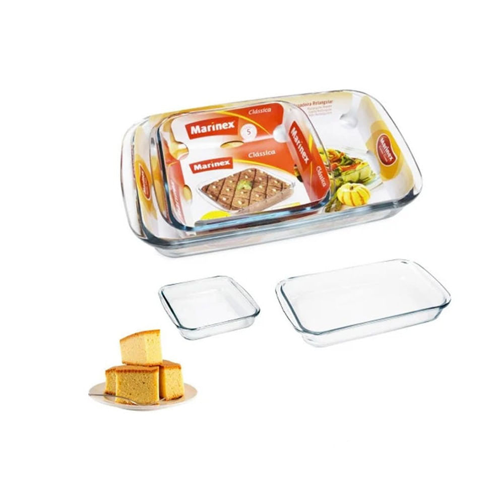 Set 2 Asaderas Fuentes  Cuadrada  Pequeña + Rectangular Mediana Marinex