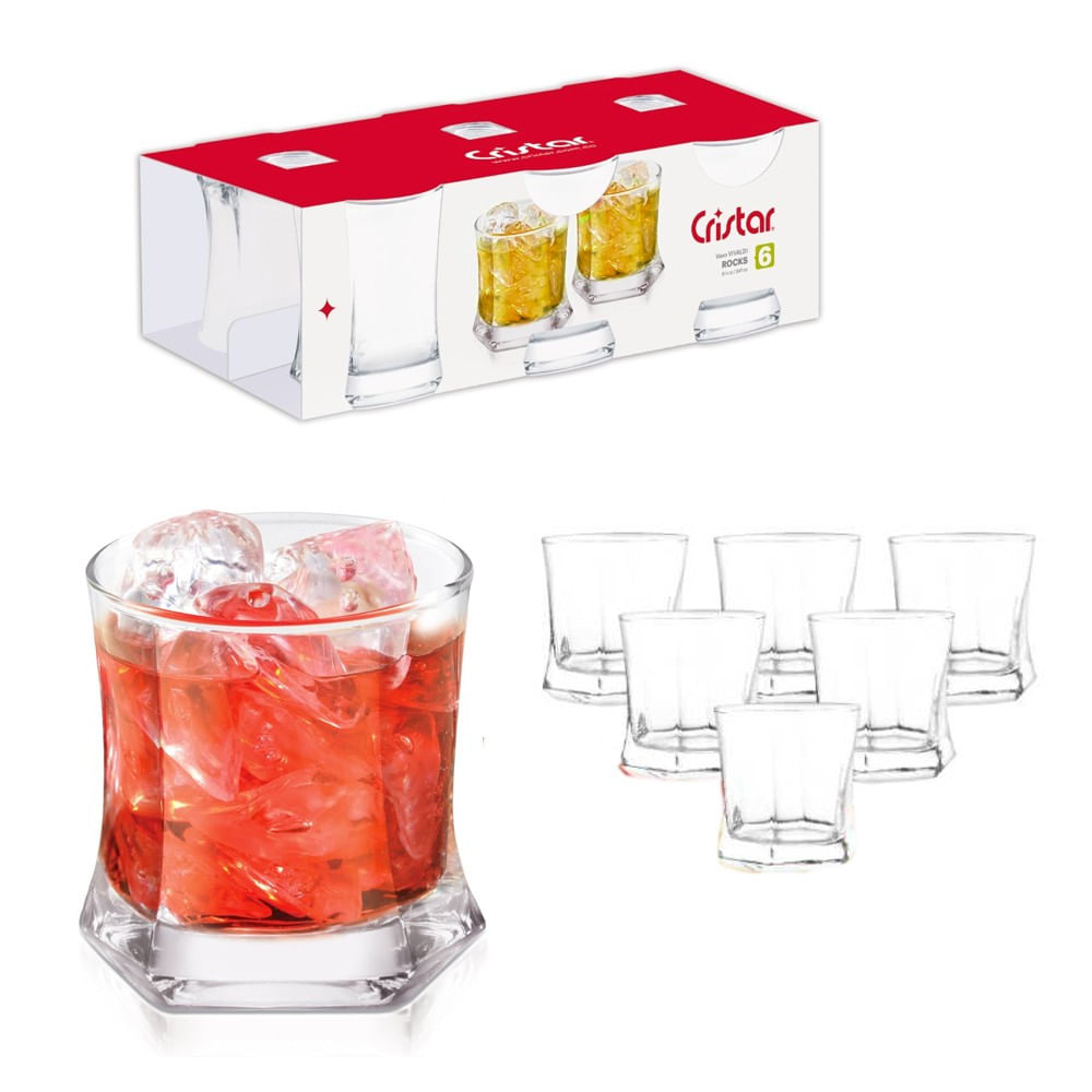 Set X 6 Vasos Fuego Rocks / Cristar / Almacenes La 13