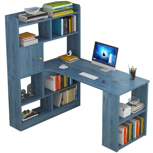 Mueble Librero Mesa Escritorio Para Computadora Azul