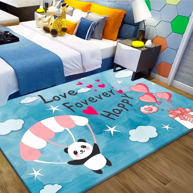 Alfombra Infantil Diseño Panda Love Azul 160x230