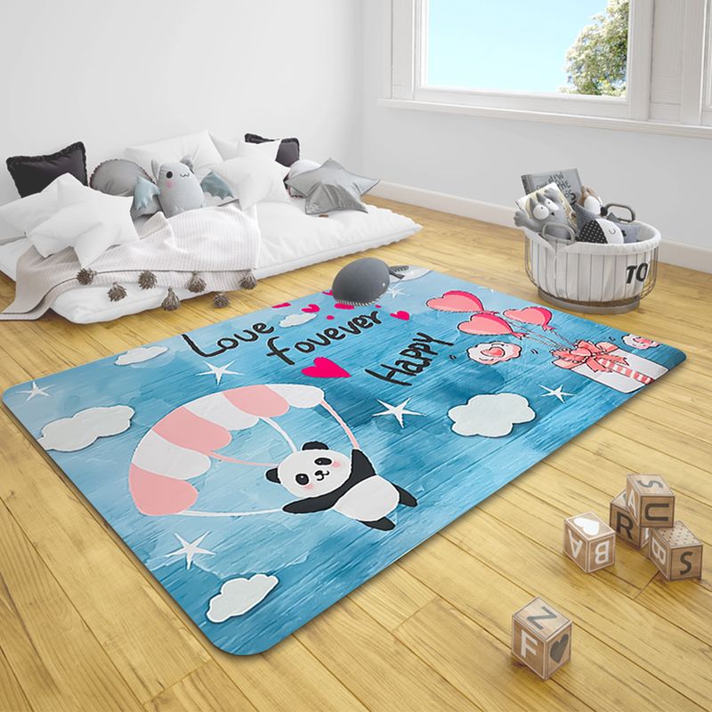 Alfombra Infantil Diseño Panda Love Azul 160x230