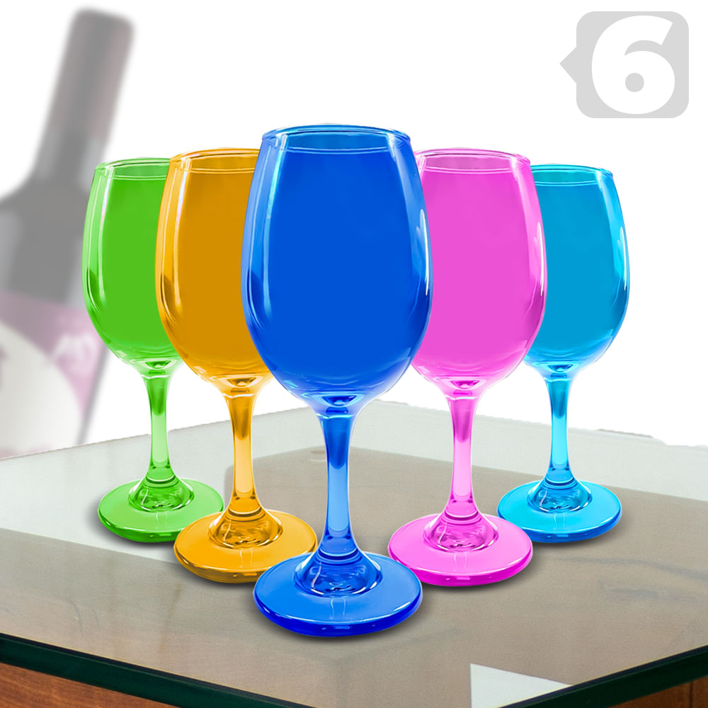Set 6 Copas Rioja Vino Colores Cristar