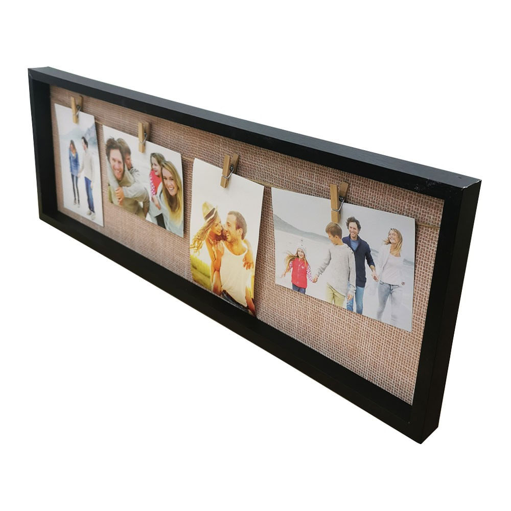 إطار حائط Our Stories من قماش الخيش لعرض الصور والذكريات – 73×35 سم