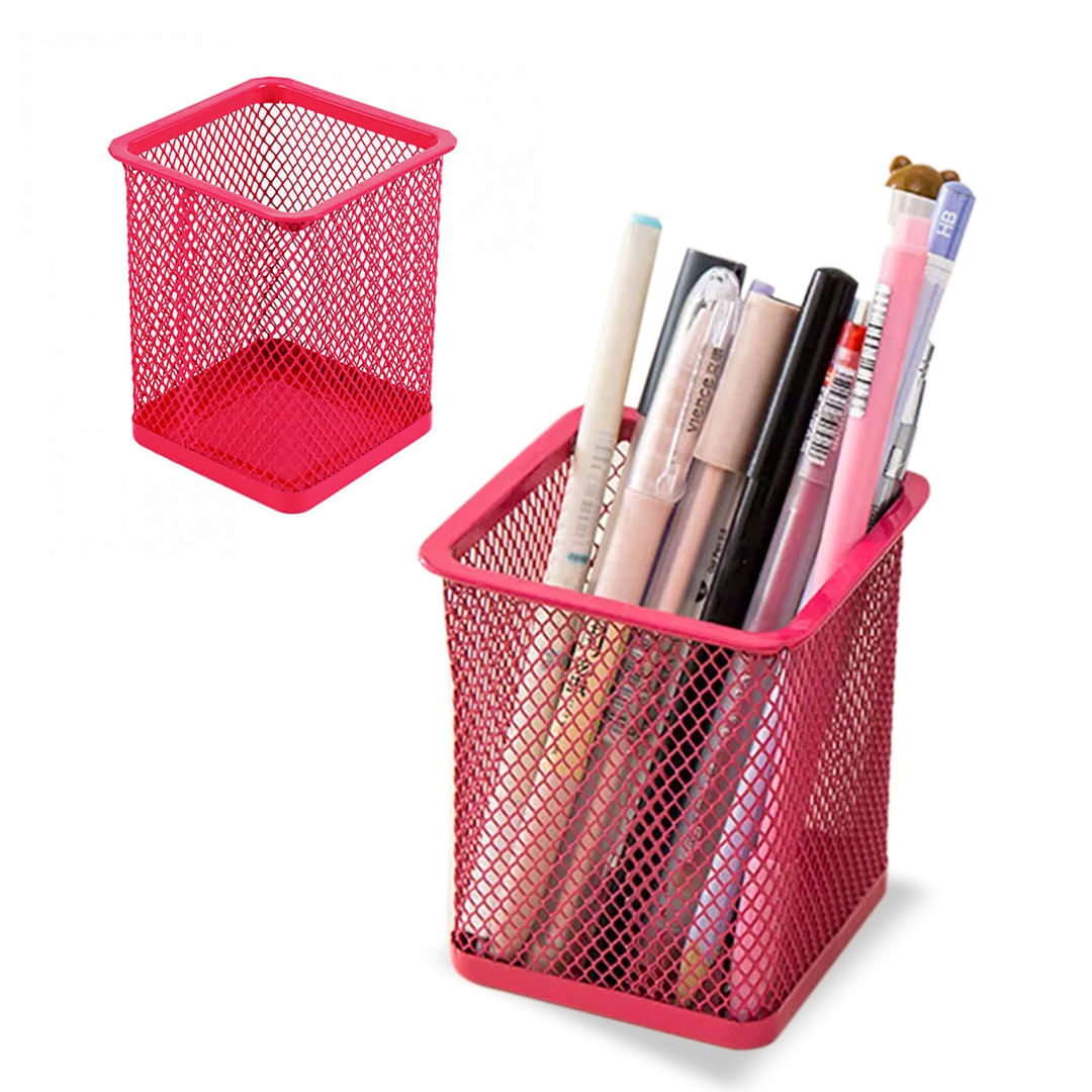 Papelera escritorio metal lápices Pencil rosa Ø20x24 decoración orden