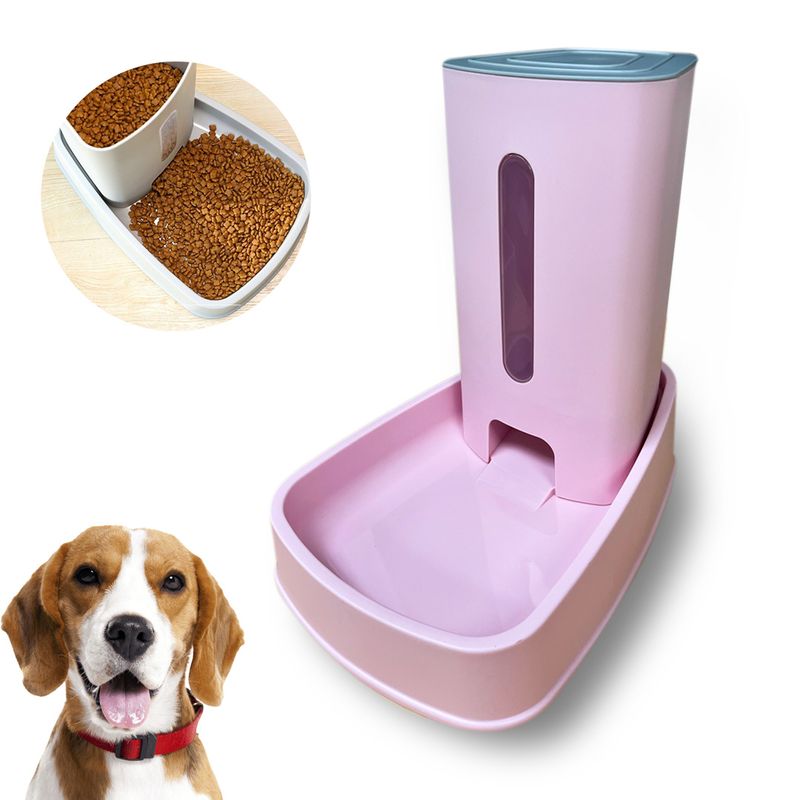 Precioso girar Corchete Dispensador de Alimentos para Mascotas Rosa