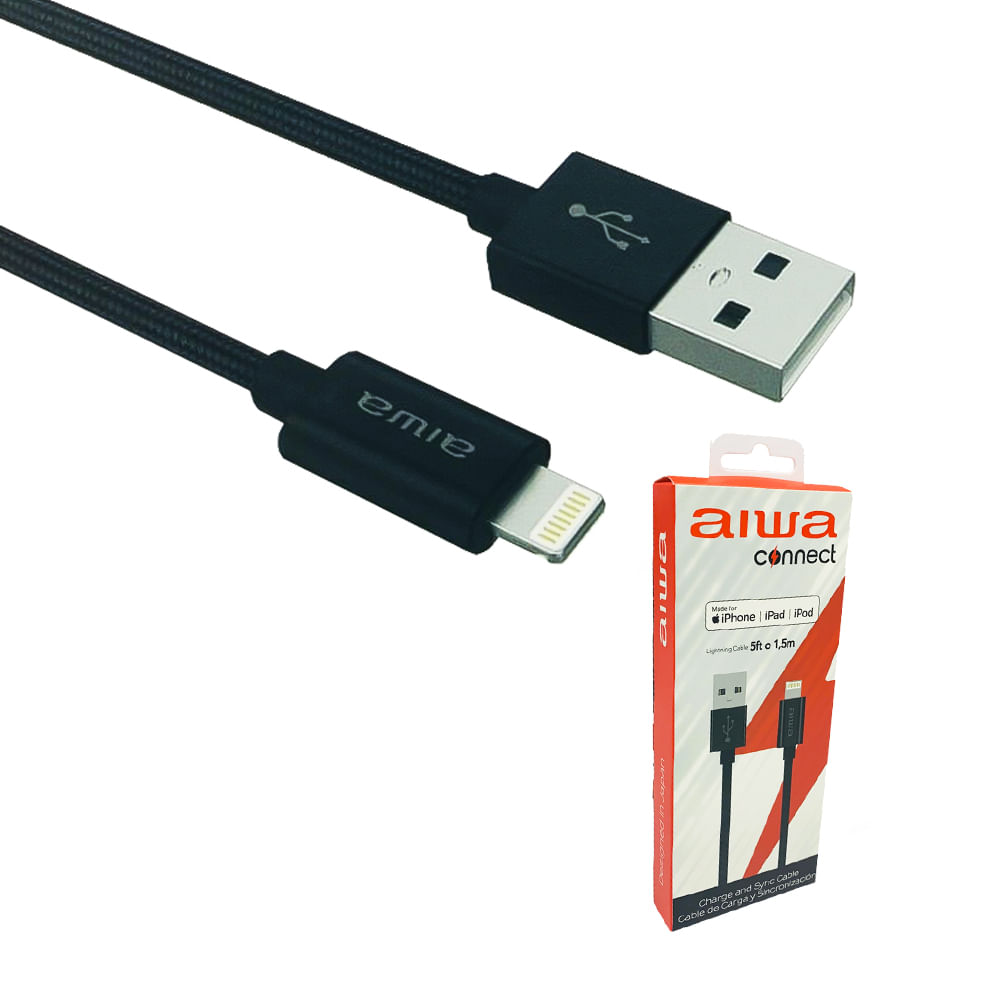 Cable de carga USB para iPhone iPad iPod AWP18070W, Aiwa Store Panamá