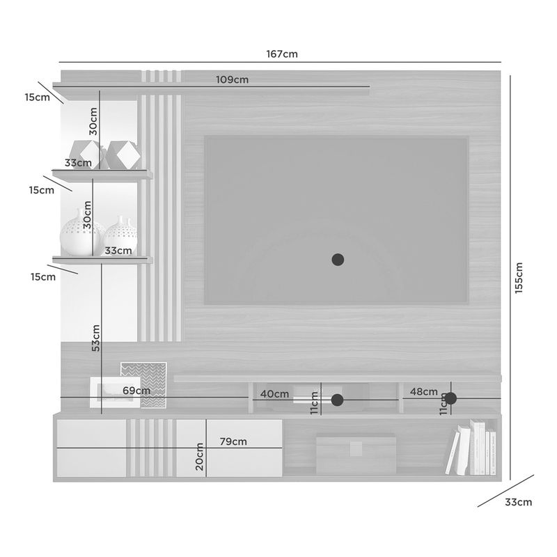 Panel Mueble Rack Tv 40Plg Living Sala Pared Pequin 620 / Fernapet