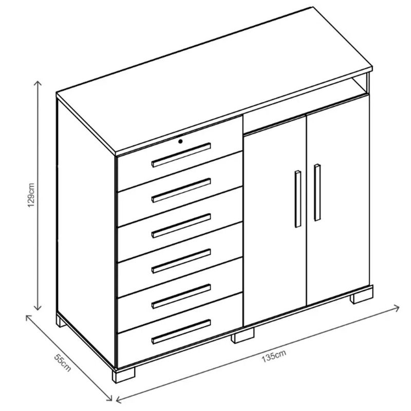 Comoda 4 Cajones 1 Puerta Blanco CM1140 / Fernapet