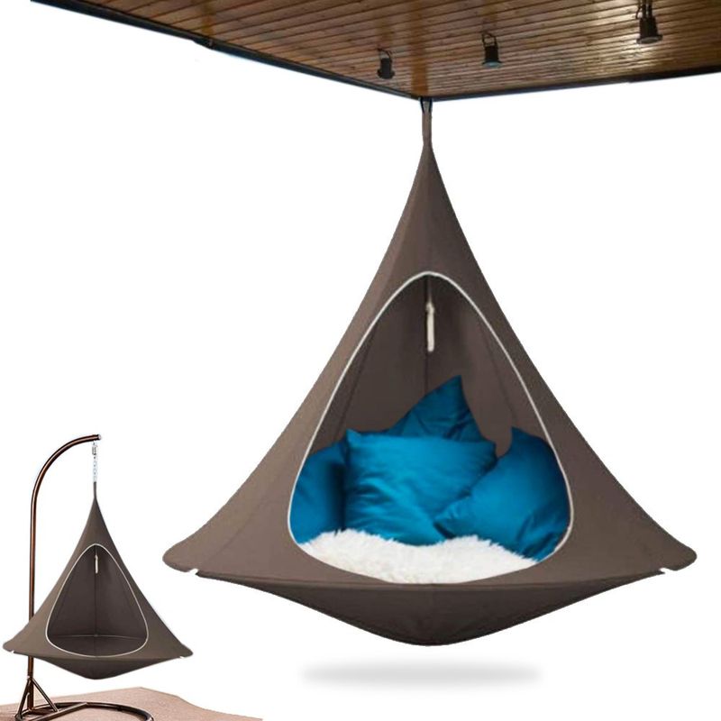 Silla Hamaca Colgante Camping 150x150 cm Marrón