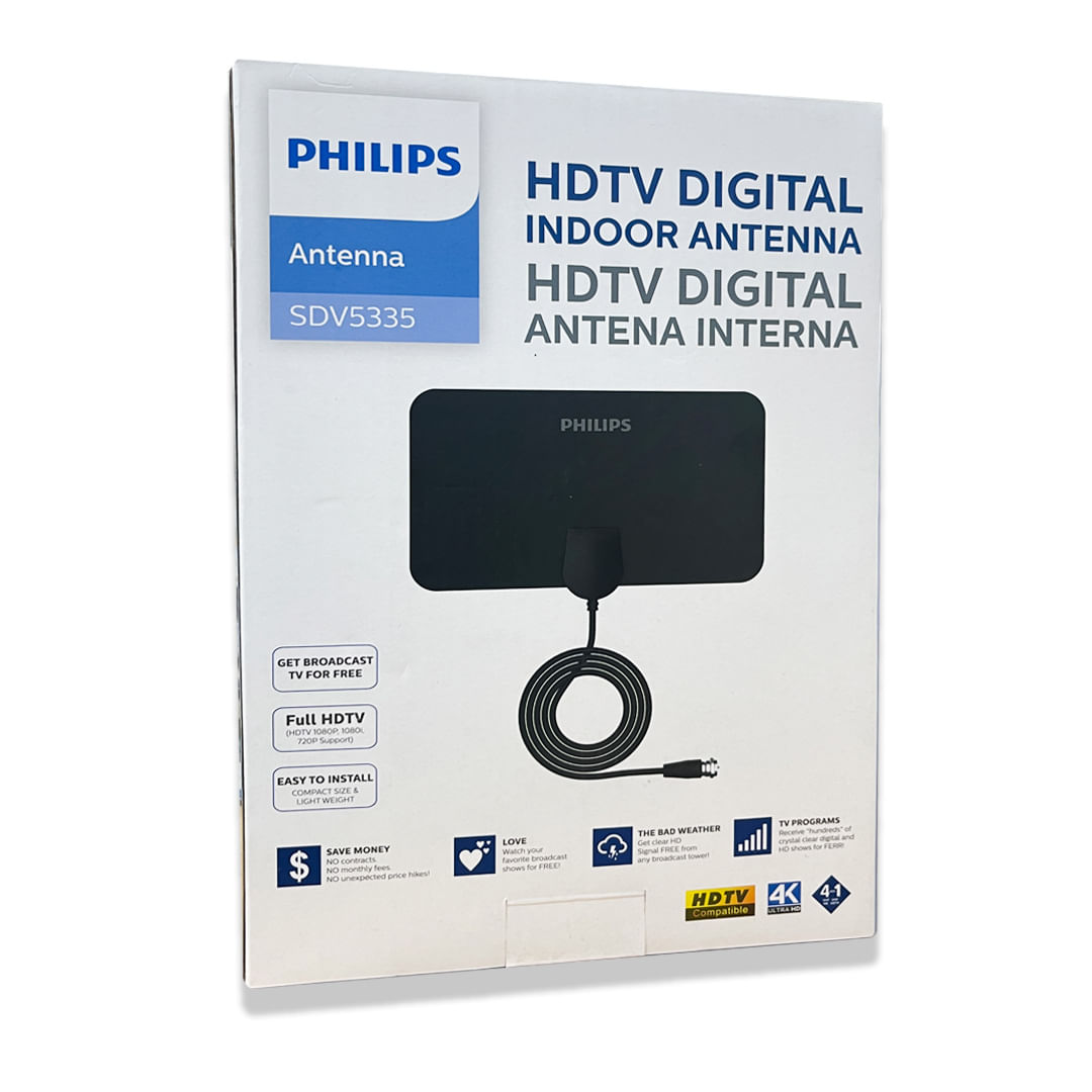 lanzadera Amplia gama Necesito Antena HDTV Digital Indoor Plana Philips