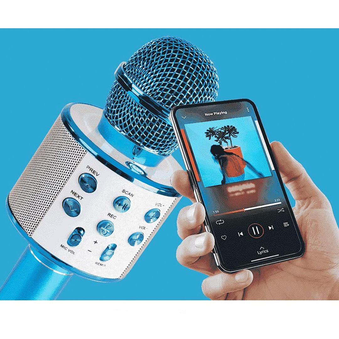 Micrófono Inalámbrico Bluetooth Karaoke Wireless Tasbel Azul