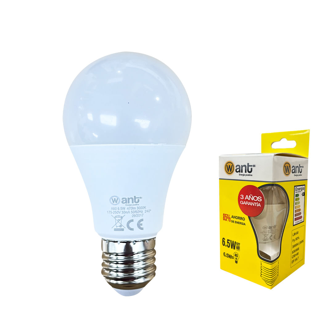 Ampolleta Led 6.5w Certificada Luz Calida Want