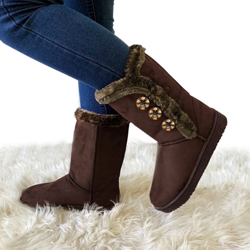 Botas De Invierno Con Chiporro 3 Botones Talla 40 Cafe Oscuro