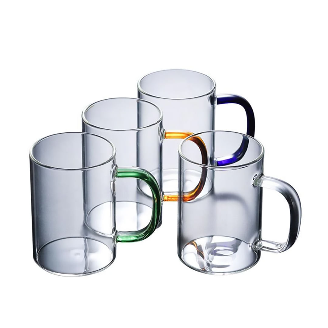 Ripley - JUEGO DE 6 TAZAS CON MANGO DE VIDRIO TRANSPARENTE 440 ML SET X6