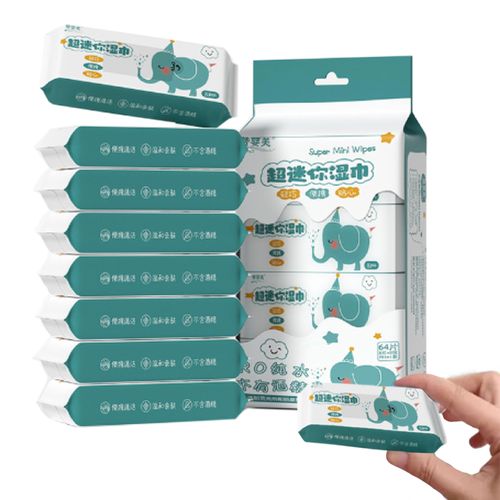 Set de 64 Mini Toallitas Húmedas de Bolsillo Diseños