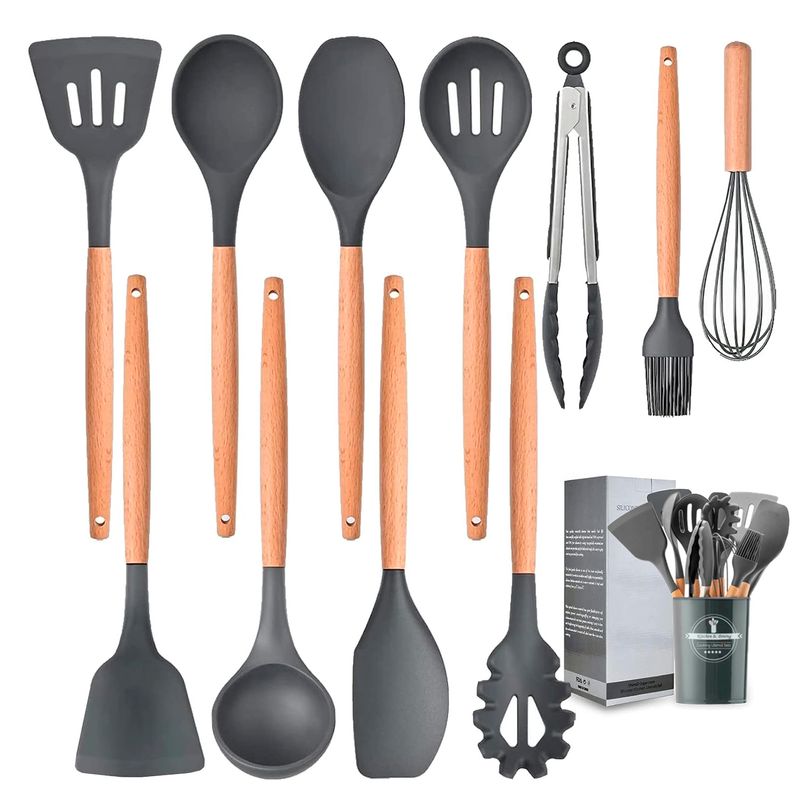 Set utensilios de cocina 12 piezas gris