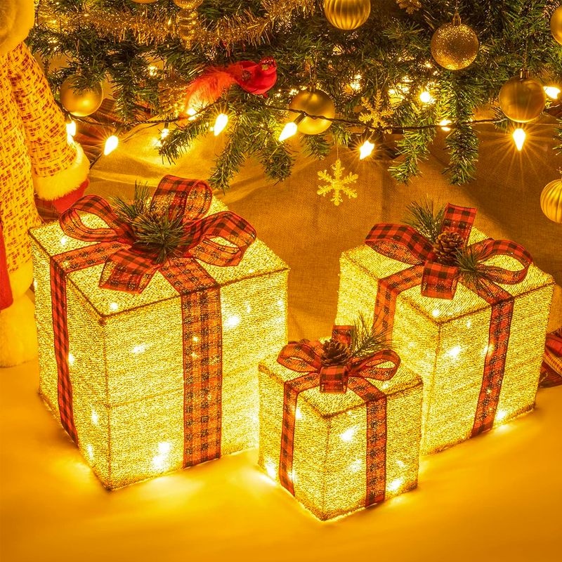 Set 3 cajas regalo Navidad LED