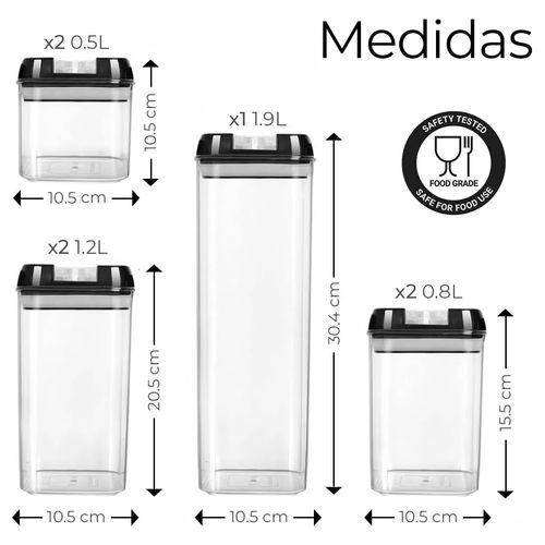 Set de 7 Contenedores Herméticos de Cocina Envases Alimentos 89454