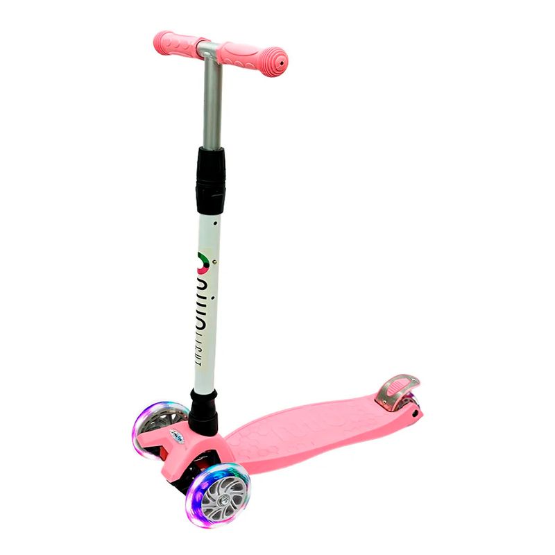 Scooter Monopatín 3 Ruedas Led Niño Niña Regulable rosado