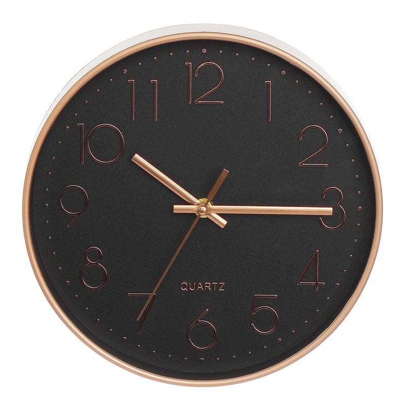 Reloj Analogo Decorativo de Pared Elegante Negro y Rosa Gold 30 cm