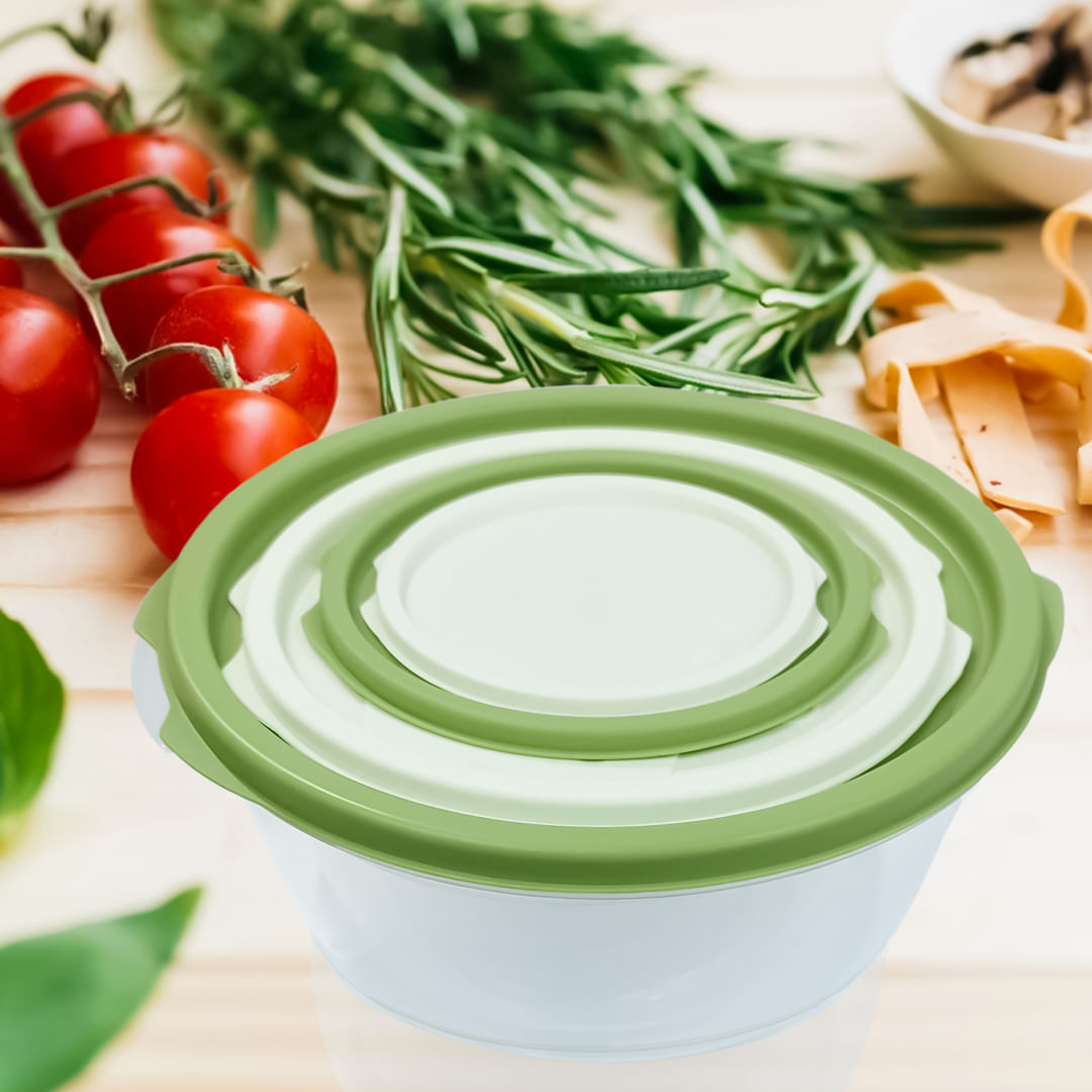 Set 3 Envases Circular Almacenamiento de Alimentos Libre de BPA