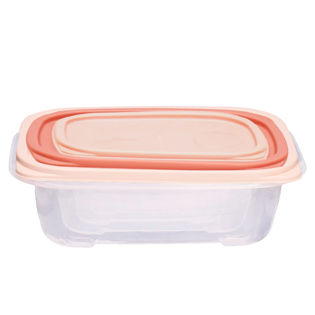Set 3 Envases Rectangular almacenamiento de alimentos Rosa