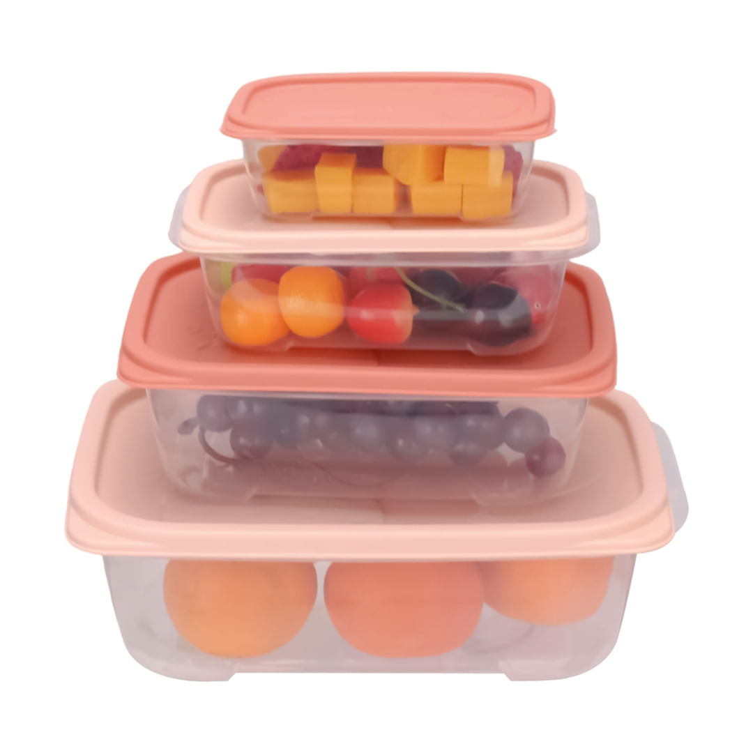 Set 4 Envases Rectangular almacenamiento de alimentos Rosa