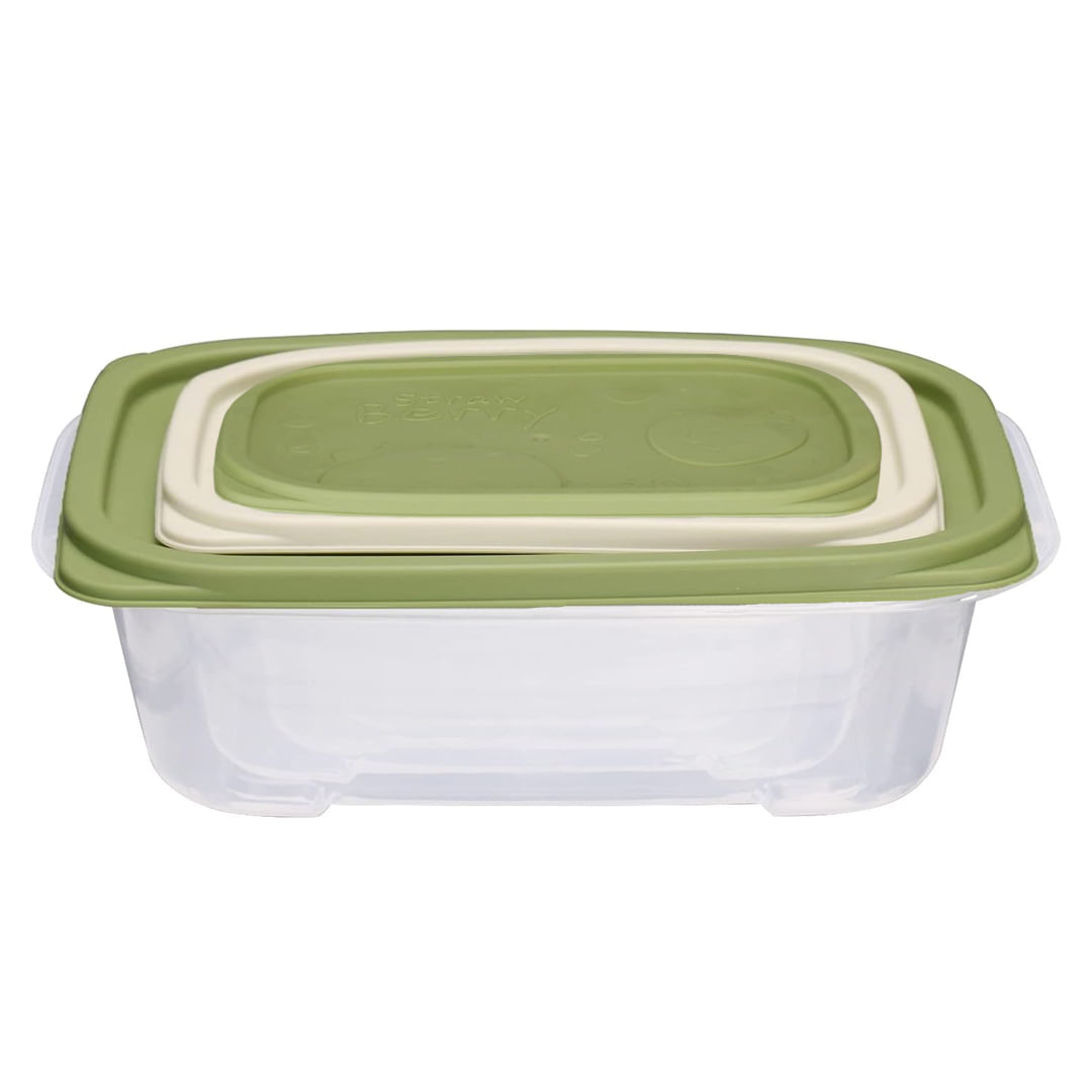 Set 3 Envases Rectangular almacenamiento de Alimentos Verde