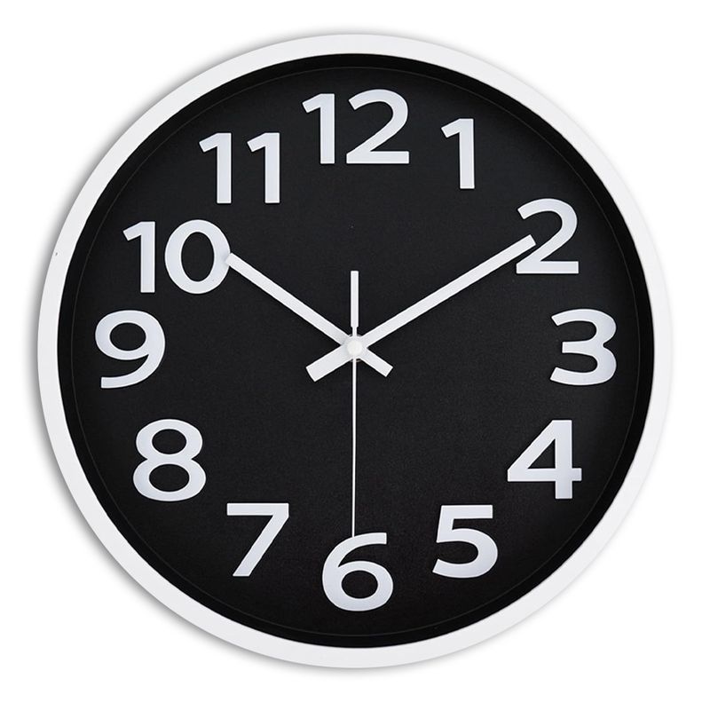 Reloj decorativo pared cocina negro, grandes numeros 30,5 cm