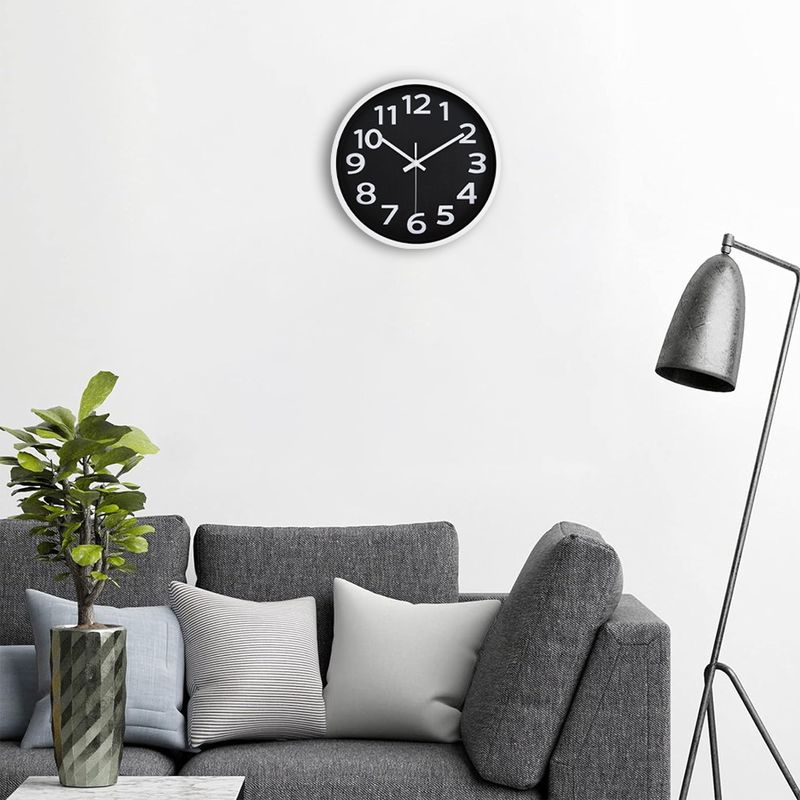 Reloj decorativo pared cocina negro, grandes numeros 30,5 cm