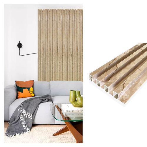 Pack 16 Panel Decorativo PVC Efecto Madera 2.8 Metros  Marmol 3D  Beige