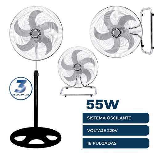 Ventilador 3 En 1 55W  18" Oscilante 3 Velocidades