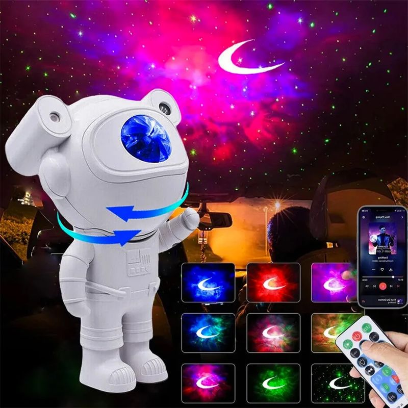 Proyector De Luz Nocturna Astronauta Con Bluetooth Color Blanco