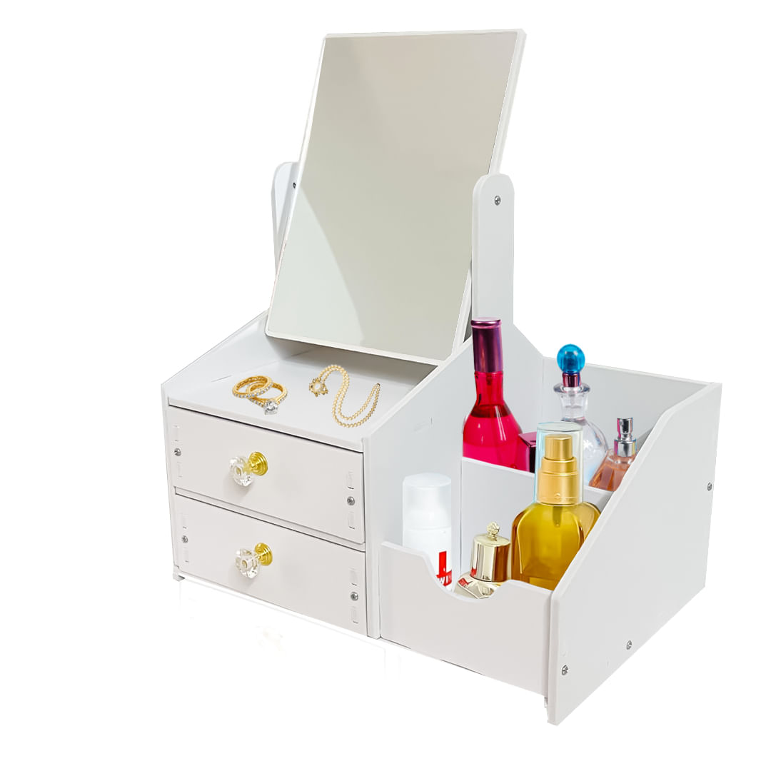 Organizador Tocador Maquillaje Joyero de Madera Blanco