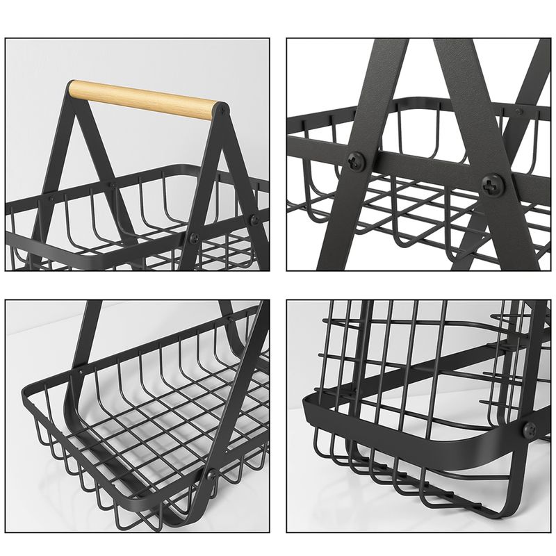 Estante Giratorio De Especias De Metal De 3 Niveles - Organizador De Cocina Negro Ajustable Ahorro De Espacio 24 24 59 Cm 92061239