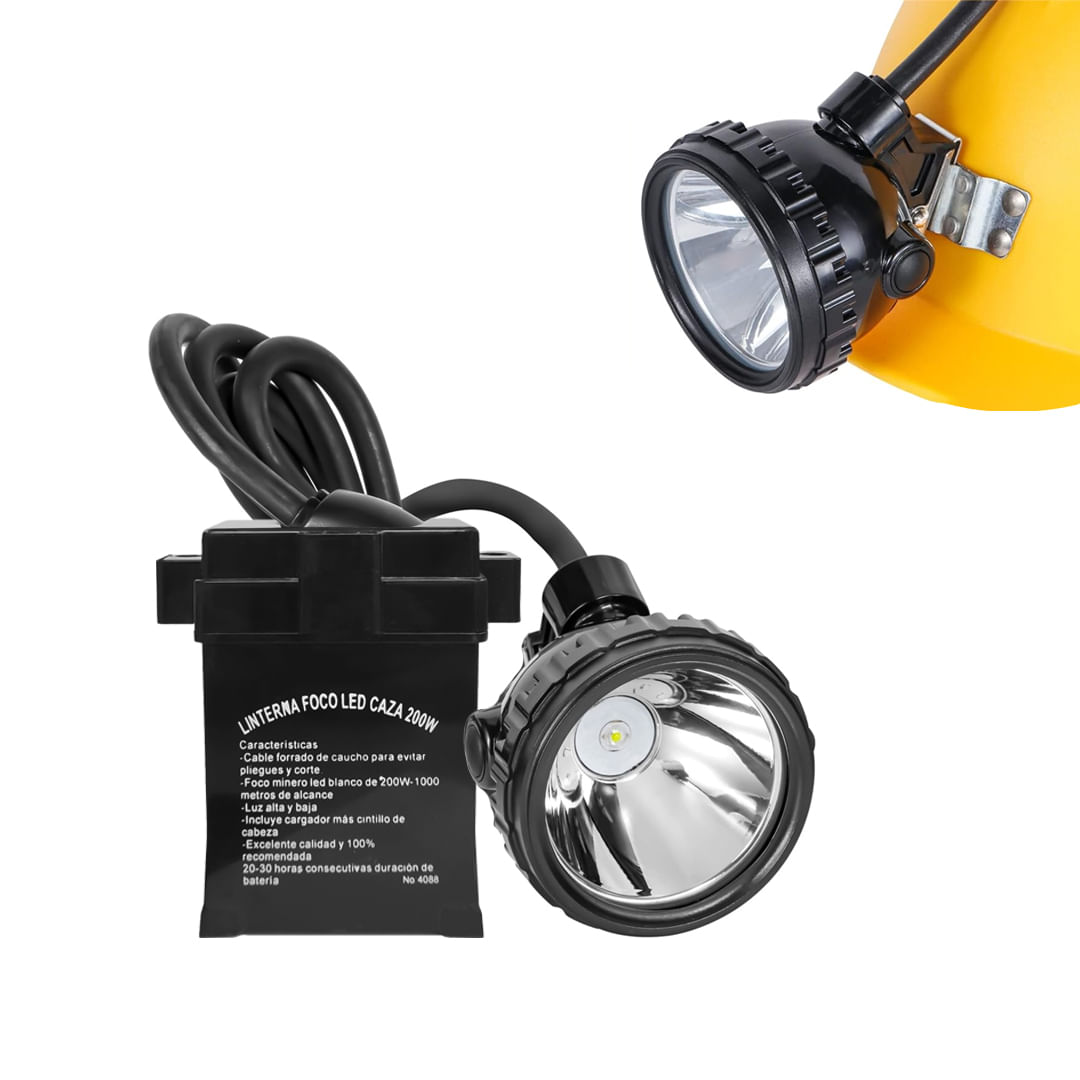 Foco Minera Recargable 200W Negro