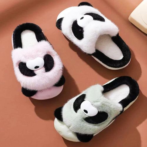 Pantuflas de Invierno Con Chiporro Diseño Panda Verde Talla  40-41