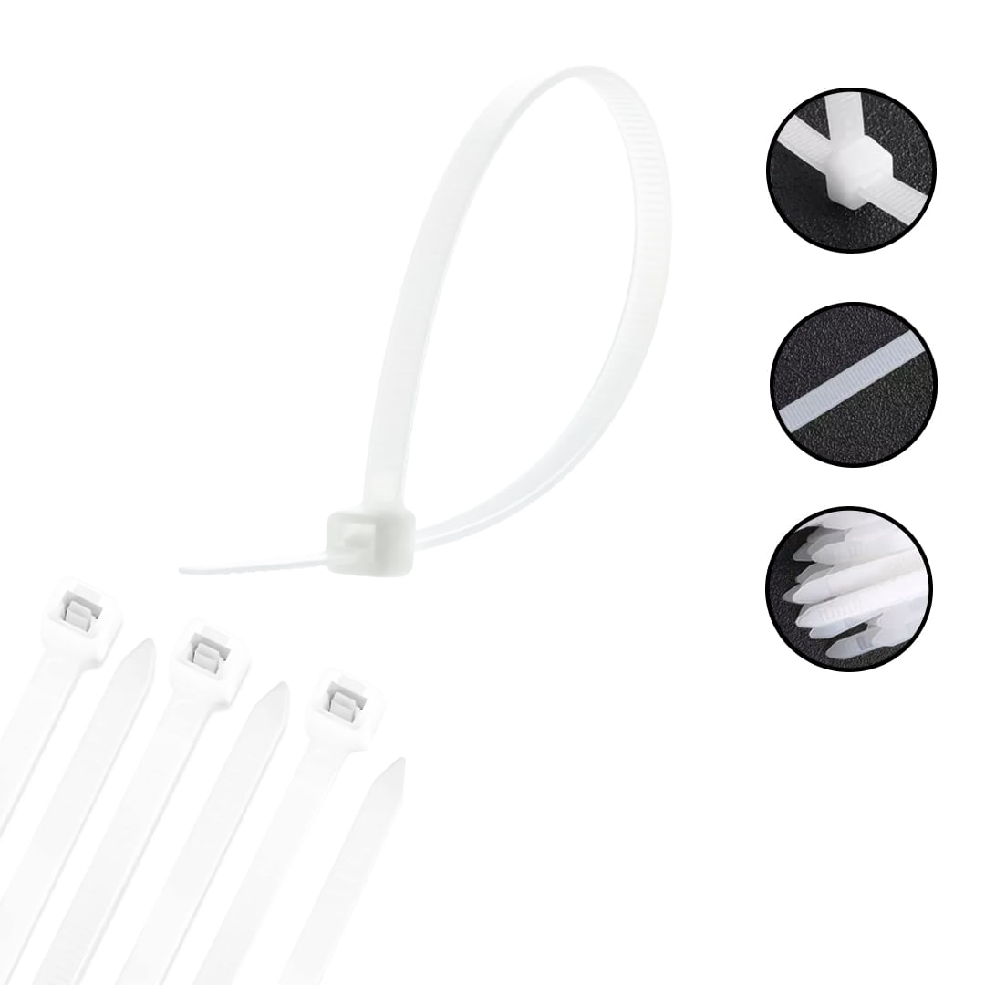 Set 100 Amarras Plástica 4x200mm Blanco