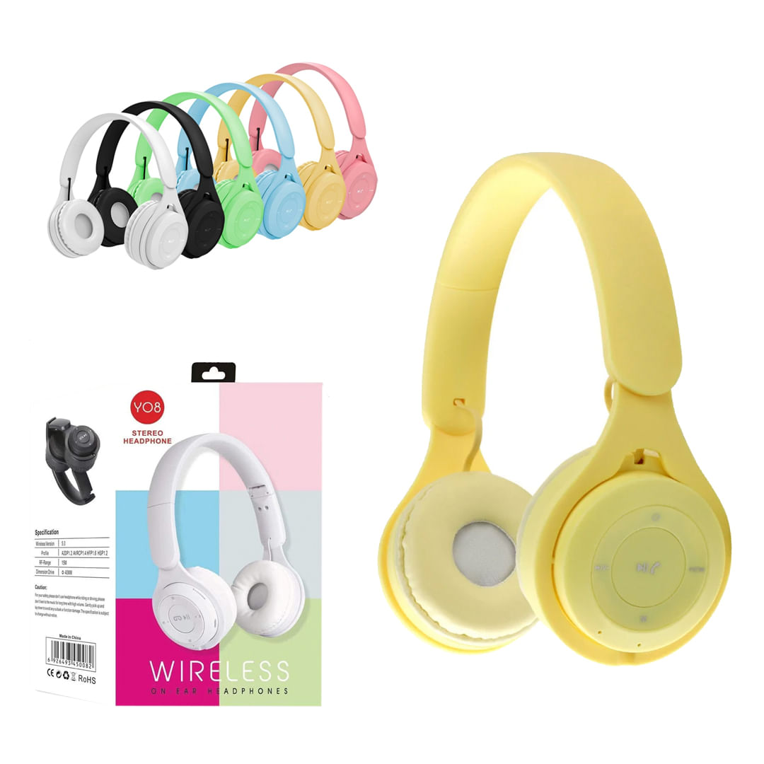 Audífonos Wireless Manos Libres Y08 Amarillo