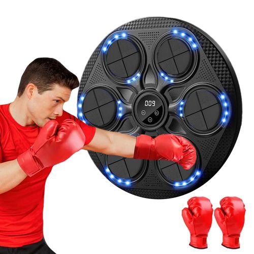 Máquina de Boxeo + Guantes  Rojos Recargable Bluetooth  Musica 42x4.5x42 cm