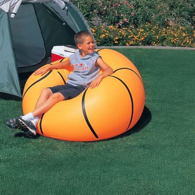 Puff Sofá Inflable Diseño Balón de Basketball 110x80cm